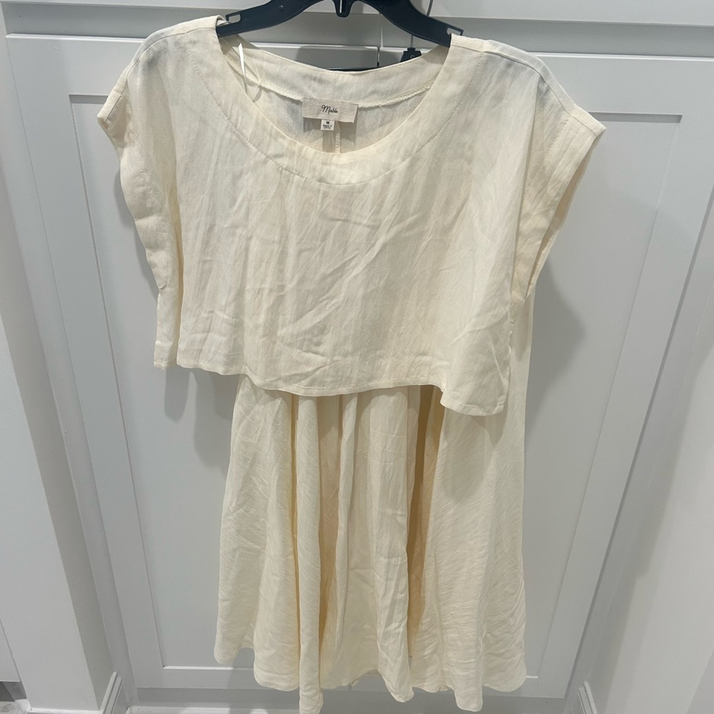 Misa Los Angeles Cream Overlay Midi Dress